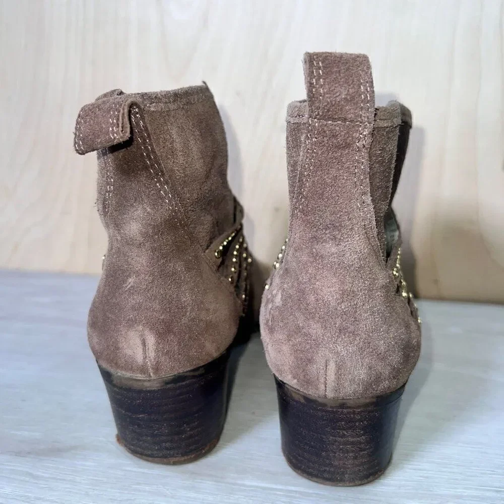 Jessica Simpson Clauds Mink Split Suede Studded Ankle Boots‎ Women's 9M